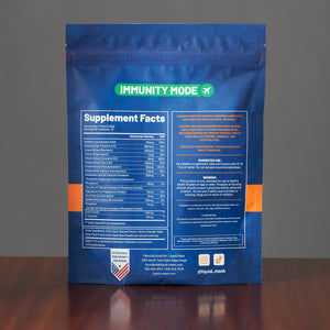 Back of the PreFlite Airberry pouch showing the Supplement Facts nutrition label, ingredients, and suggested use